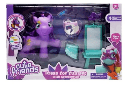 Happy Line Cutie Friends Love My Outfit Purple Pony With Mirror