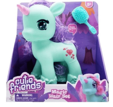 Happy Line Cutie Friends Green Unicorn Magic Hair Set
