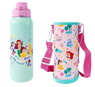 Zippies Lab Disney Princess More Than A Rainbow 1 Liter Insulated Tumbler With Carrying Pouch
