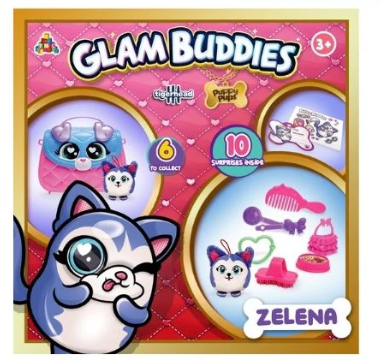 Glam Buddies Puppy Pups Zelena Blue Surprise Puppy Purse